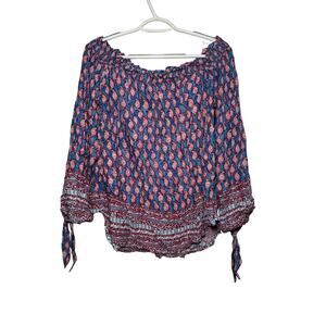 BeachLunchLounge paisley lounge off the shoulder blouse‎ womens medium bohemian